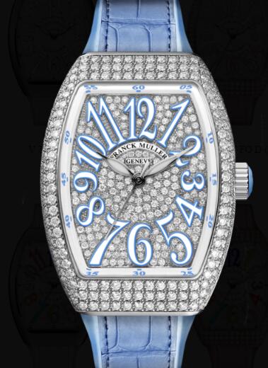 Review Franck Muller Vanguard Lady Classic Replica Watch Cheap Price V 32 SC AT FO D CD (BL) - Click Image to Close